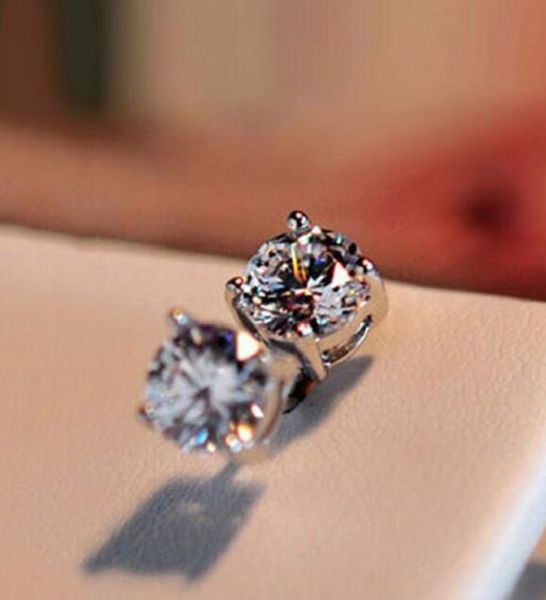 

14k plated gold stud exquisite quality cz diamonds earrings, Golden;silver