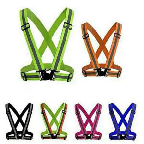 

new highlight reflective straps night running riding clothing vest adjustable safety vest elastic band for adults and children roadway produ