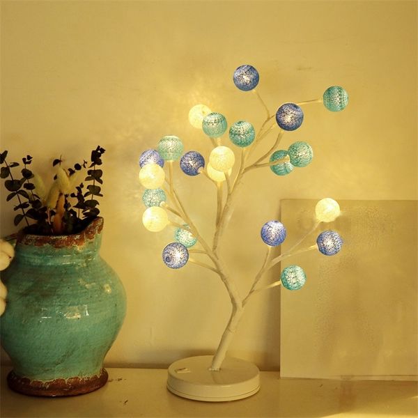 Cotton Ball Desk Top Boomtak 24 Led Light String Kerstversiering voor thuis Kerstboomversiering Nieuwjaarsdecor T200619