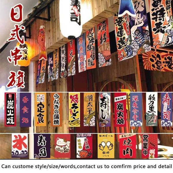 Party-Dekoration, japanische Wimpelkette zum Aufhängen, kleine farbige Sushi-Geburtstag, Restaurant, Bar, Hausdekoration, Kinder-Halloween-Flagge
