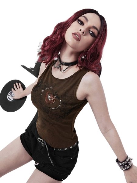 

rhinestone heart wing print tank t7il#, White