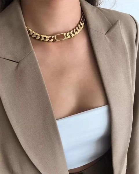 

women classic choker necklaces designer female style monogram combination clavicle necklace link chain bracelets designers jewelry, Golden;silver
