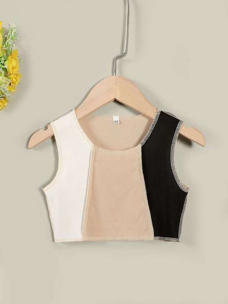 

toddler girls color block titching crop tank she, Blue