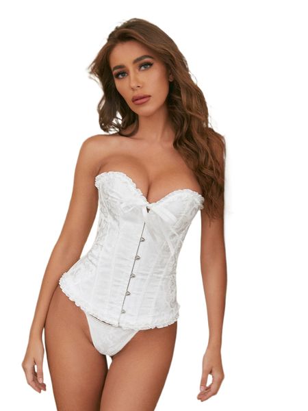 

frill hook front waist trainer & thong q4mf#, Black;red