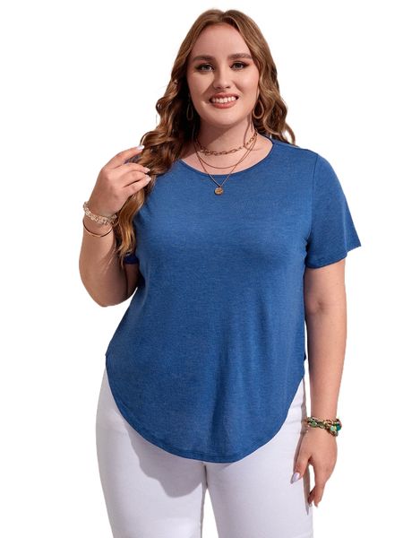 

plus curved hem tee g4xn#, Black