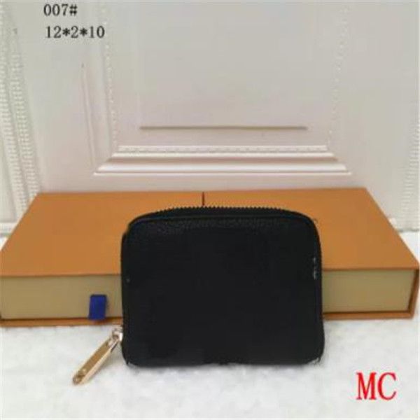 

2022 men wallets and women wallet fashion zip purse case card holders purses leather short style coin pocket 3colors 007, Red;black