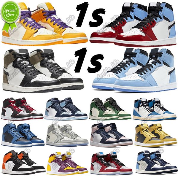 

jumpman 1 1s men women basksetball shoes bred patent bordeaux university brotherhood dark mocha bubble gum atmosphere high hyper royal mens, Black