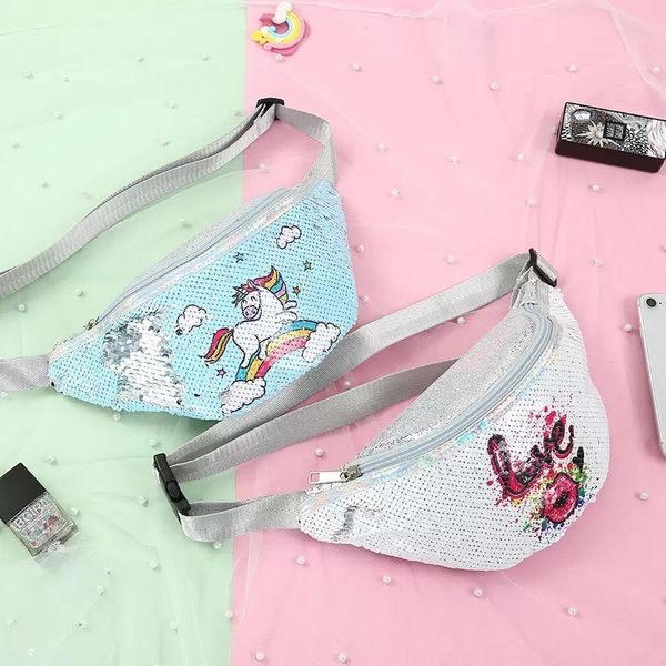 

waist bags sequins glitter purse handbags zip messenger outdoor sport bag mermaid sequin shoulder handbag, Black