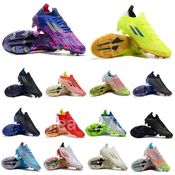 Scarpe da calcio da uomo X Speedflow .1 + FG/AG Messi Senza lacci senza pari Blu Numeri in su Confezione El Retorno Escapelight Tech Tacchetti da calcio metallici Meteorite Solar