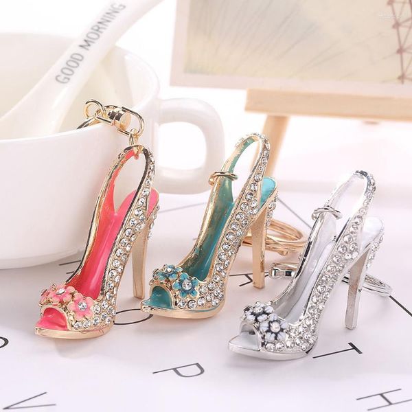 Schlüsselanhänger High Heel Schuh Schlüsselanhänger Strass Kristall Geldbörse Auto Schlüsselanhänger Tasche Dekorative Legierung Schlüsselanhänger Metall Modeaccessoires Fred22