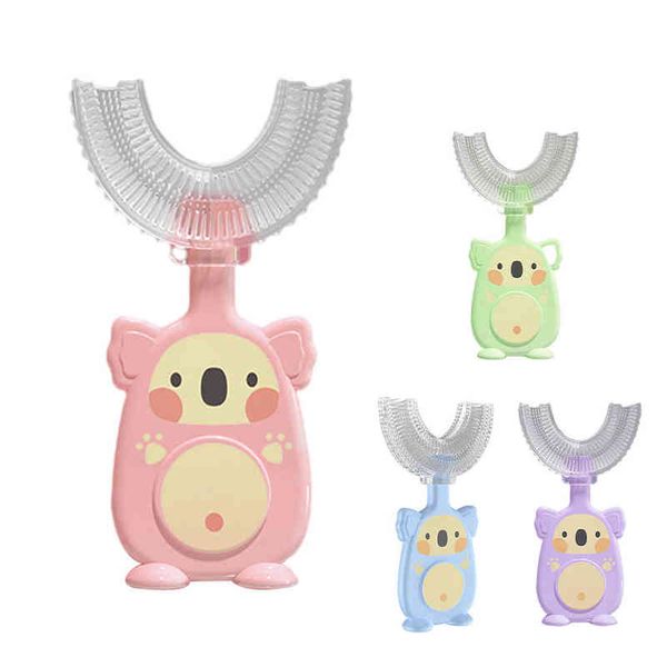 Spazzolino da denti Spazzolino da denti per bambini Bambino a forma di U Massaggiagengive per bambini Morbido silicone Nato Spazzola Denti per bambini Igiene orale Pulizia Salute 0511