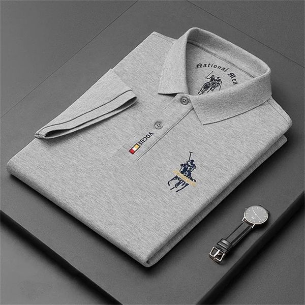 Stilista di marca di fascia alta Corea del Sud 100% cotone ricamato polo da uomo per il tempo libero abbigliamento da uomo manica corta T-shirt 220707