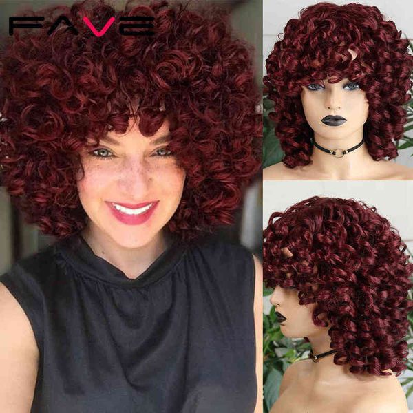 

hair synthetic wigs cosplay fave afro kinky curly wig synthetic with bangs black red hair shoulder lengthheat resistant fiber for africa ame