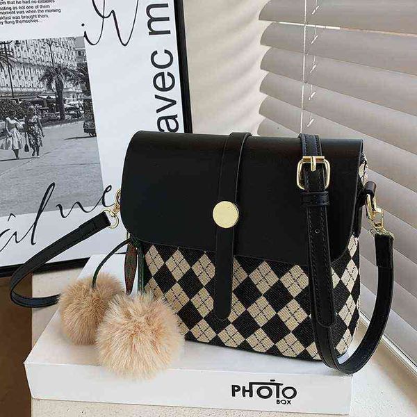 

evening bags diamond grid plaid pu leather crossbody for women contrast color bucket shoulder bag ladies small purses and handbags 220727