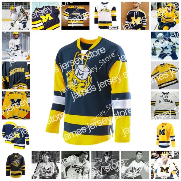 

ncaa 2022 ncaa custom michigan wolverines stitched hockey jersey 31 strauss mann 23 jimmy lambert 7 nick blankenburg 19 brendan brisson 43 q, Black