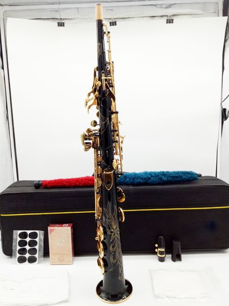 

brass soprano saxophone naiputesi nss-803 black lacquered soprano sax gold key with mouthpiece carrying case