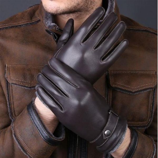 

new designer luxury mens gloves genuine leather sheepskin mittens warm winter gloves for fashion male glove luvas181h, Blue;gray