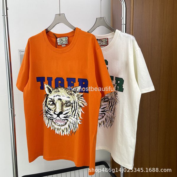 

women's t-shirt spring g year of the tiger limited short sleeve letter printing loose round neck men's and women's t-shirt, White