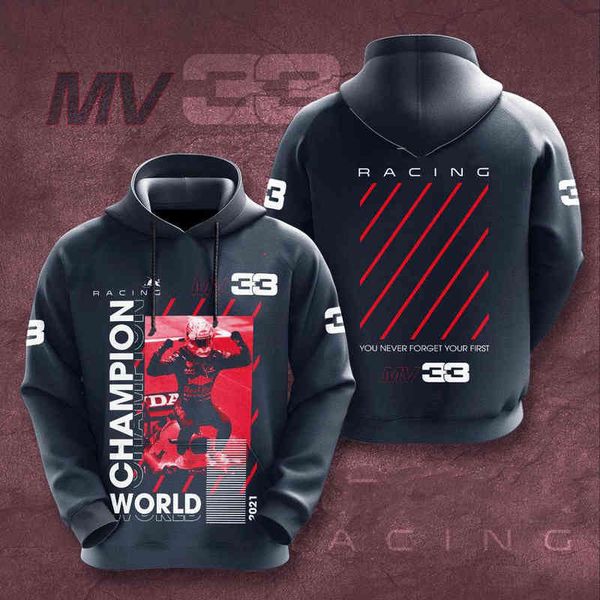 

kaus pria/wanita musim semi gugur fashion jalan 2021 formula one racer verstappen f1 penggemar balap hoodies kebesaran tim, Black