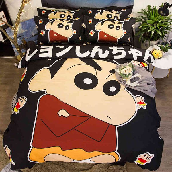 Bedding Sets Anime Crayon Quilt Capa Casa de edredom Caixa 2-3 peças Tamanho dos filhos adultos