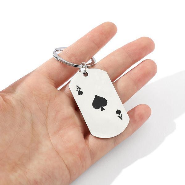 Personalisieren Sie den Poker-Schlüsselanhänger mit Anhänger aus Edelstahl, für Gepäck, dekorativen Schlüsselanhänger
