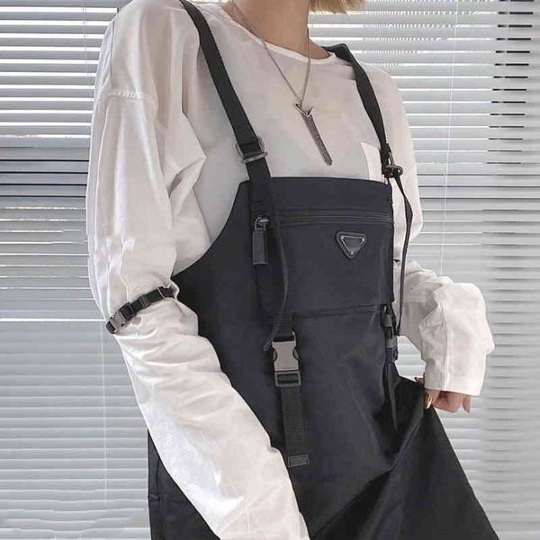 

party dresses spring and summer new women's wear triangle function dark series ribbon nylon strap skirt, White;black