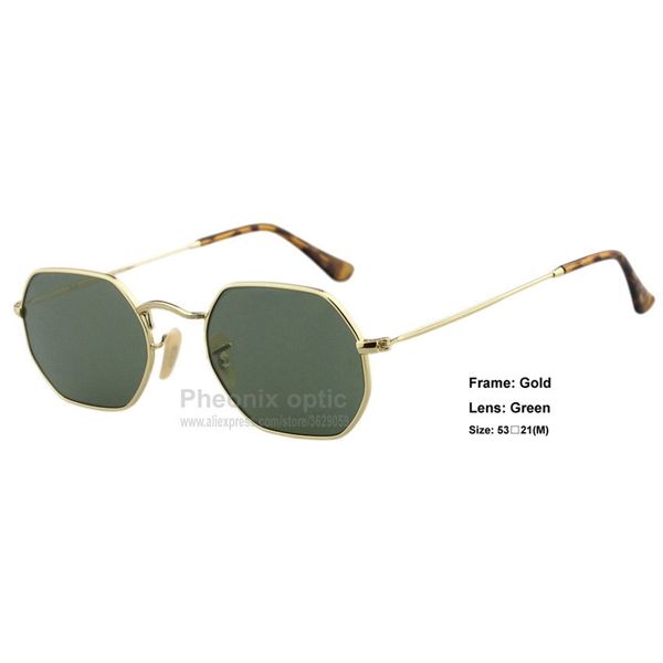 

fashion sunglasses octagonal style gold frame flat glass mirror lens tortoise sleeves 53 size summer dress wholesale 220616, White;black
