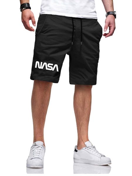 

men letter graphic drawstring waist shorts e48e#, White;black