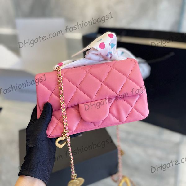 

womens classic c mini flap quilted bags with scarf heart lover lucky charms ghw crossbody shoulder purse outdoor sacoche messenger designer