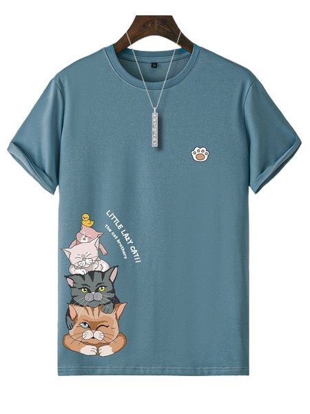 

men cartoon & letter graphic tee j8zl#, White;black