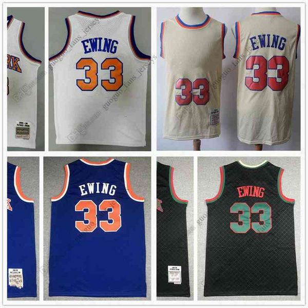 

basketball retro ness mitchell and jerseys 10 walt frazier 33 patrick ewing 85-86 91-92 jersey of the season, Black
