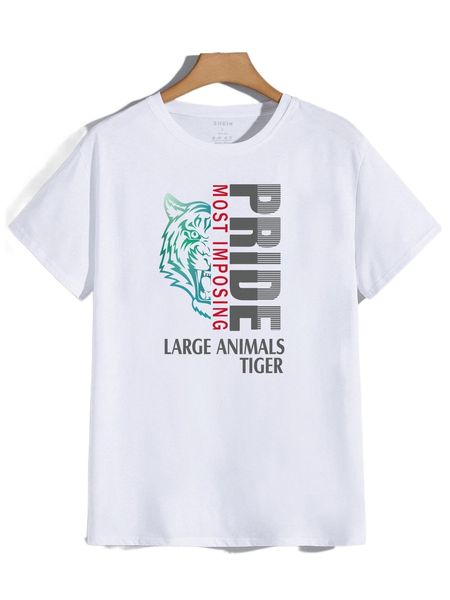 

men tiger & letter graphic tee 21av#, White;black