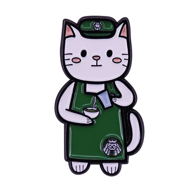 

funny cats and coffee enamel pin your cat barista pin is here, Blue