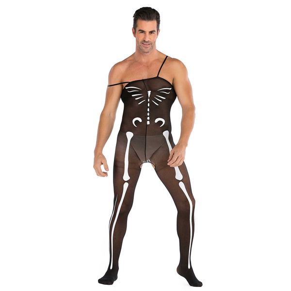 

men' plus size one-piece net clothes and stockings set, Red;black