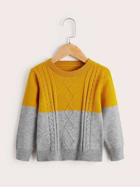 Малыши для мальчиков вязаный двухтонный свитер He01