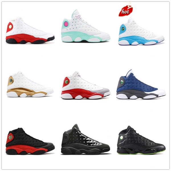 

new aurora green playground flint 13s jumpman 13 men women basketball shoes bred luky green cap and gown sport sneakers, Black