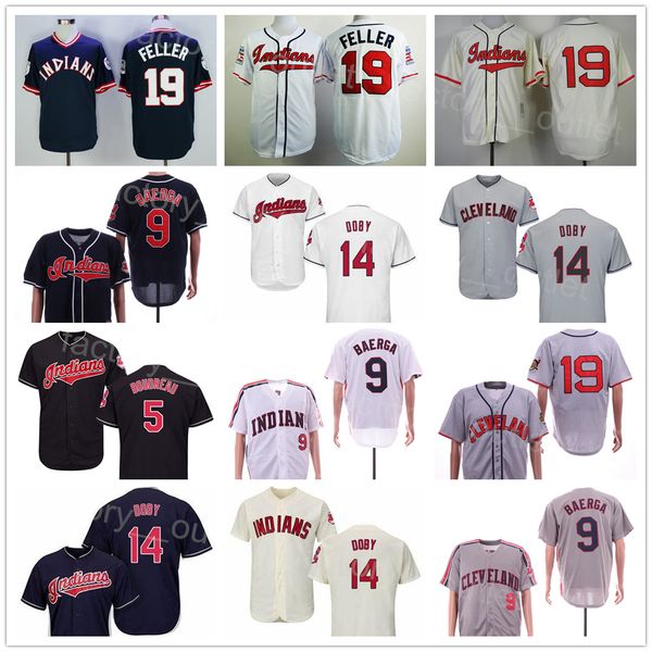 

men baseball 1948 1951 1976 retro 19 bob feller jersey throwback 21 bob lemon 5 lou boudreau 14 larry doby 9 carlos baerga flexbase cool bas, Blue;black