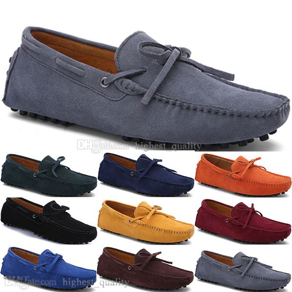 348 New Fashion mens Scarpe casual in pelle Stile britannico primavera Coppia Genuine Peas Scrub uomo Drive Lazy man soprascarpe outdoor comodo traspirante nero giallo