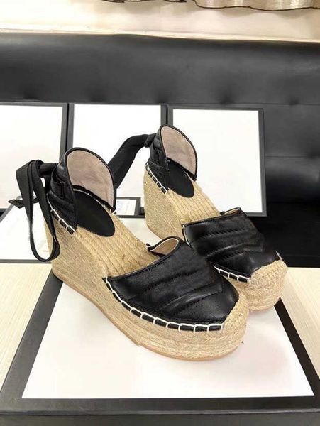 

women's open back slope heel sandals designer gladiator shoes straw naked color extreme high heels large 35-41, Black