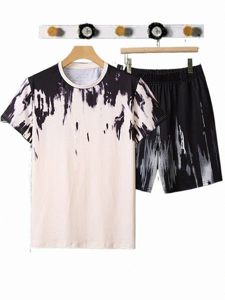 

men tie dye tee & shorts a2eb#, Gray