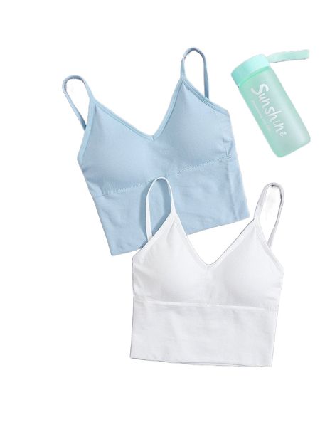 

2pcs light support ribbed criss cross sports bra 91ce#, Gray
