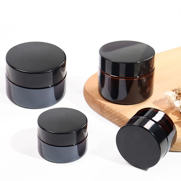 5g/10g/20g/30g/50g Amber Brown Glass Cosmetic Jar Face Cream Bottles Lip Balm Sample Skin care Pot Makeup Vials Containers