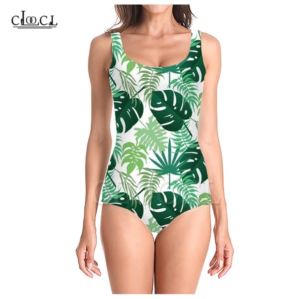 est Fashion Grüne Blätter 3D-Druck Mädchen Einteiler Sommer Badeanzug Badeanzug Beachwear Ärmellos Schlank Sexy Badeanzug 220617