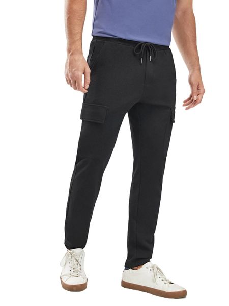 

men letter graphic drawstring waist flap pocket pants z1ea#, Black
