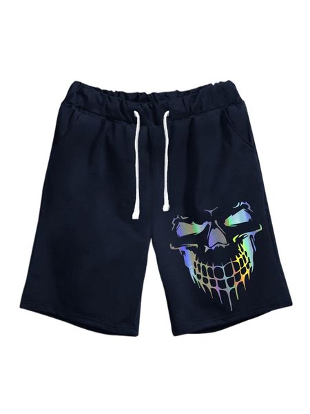 

men skull print drawstring shorts x2tz#, White;black
