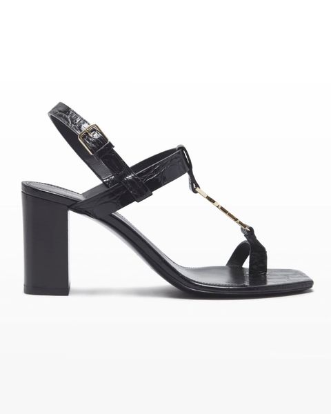 

women sandal high heels shoes luxury design cassandra medallion toe-ring sandals black genuine leather cool sandals with box