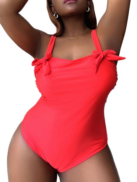 

plus neon red bow cut out ruched tie back one piece swimsuit d9he#, White;black