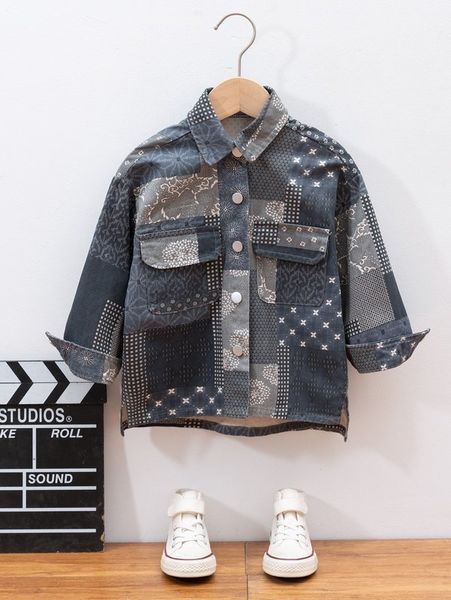 

toddler boys patchwork flap pockets coats she, Blue;gray