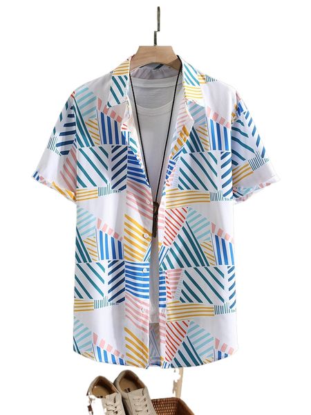 

men random striped print shirt without tee o4yi#, White;black
