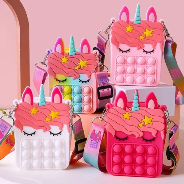 

50%off 100pcs 2022 party favor sensory push bubble bags shoulder bag cellphone case finger pouch case change coin purse for girls kids by dh